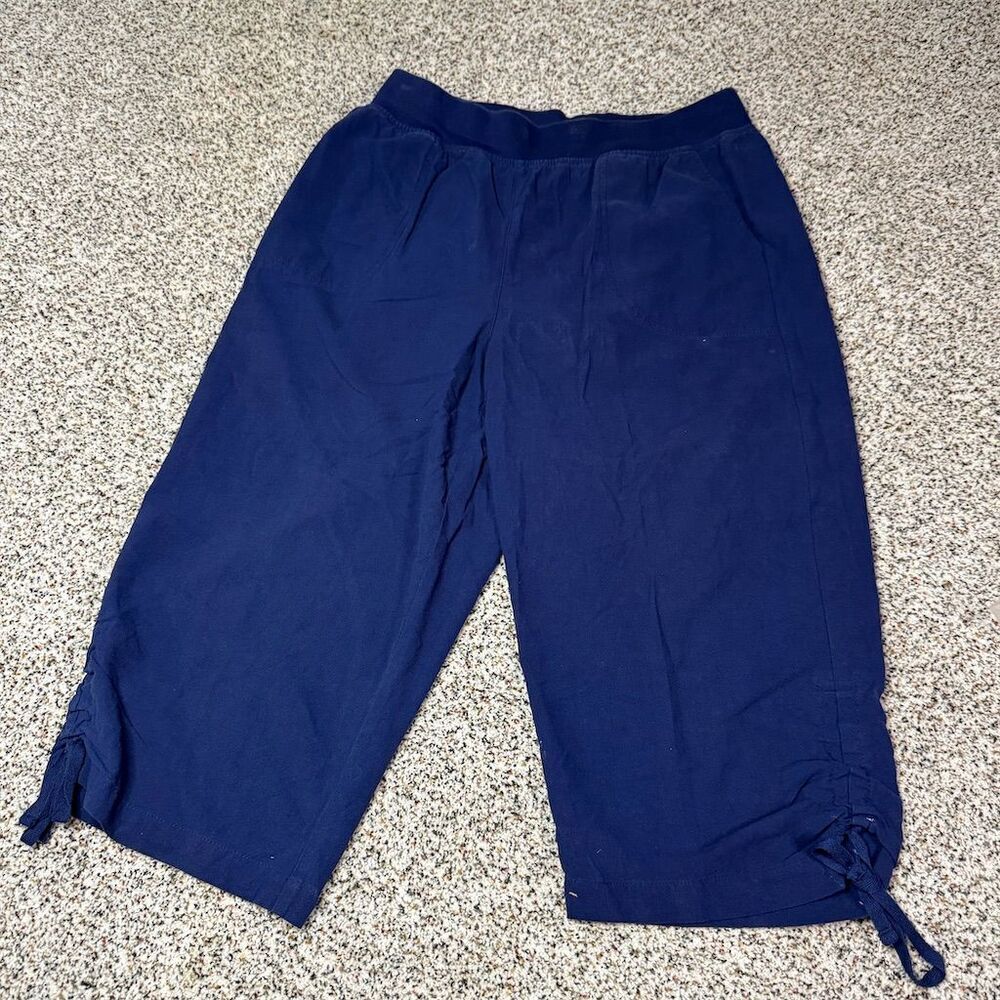Massini Women's M Blue Cropped Elastic Waist Pants Casual​